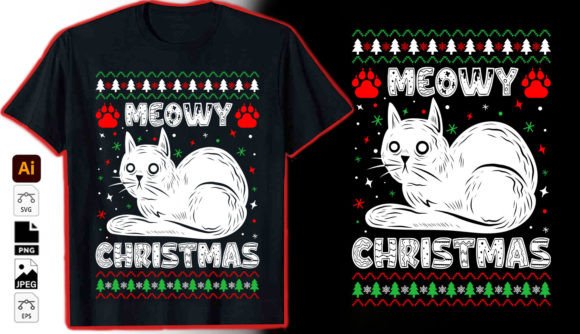 Meowy Christmas Graphic Vector: Festive Feline Charm