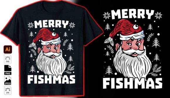 Merry Fishmas Graphic Vector Tshirt: A Festive Design Asset