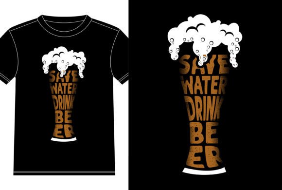 Save Water Drink Beer Graphic Tshirt: A Design Asset with Character