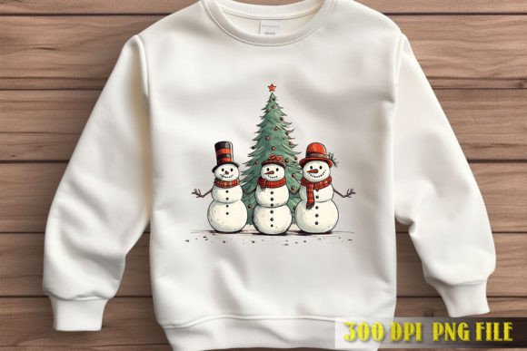 Snowman Trio Winter Graphic: Your Instant Holiday Design Asset